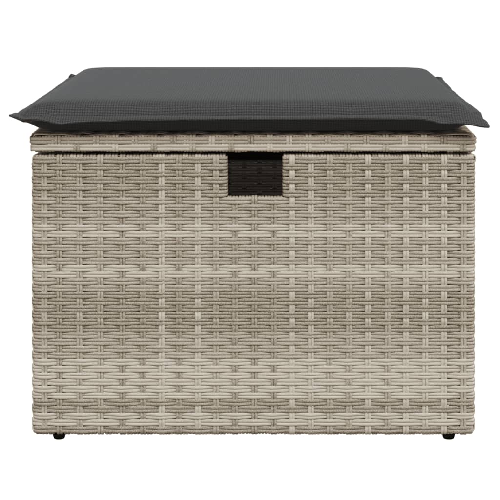 Garden Stool with Cushion Light Grey 55x55x37 cm Poly Rattan