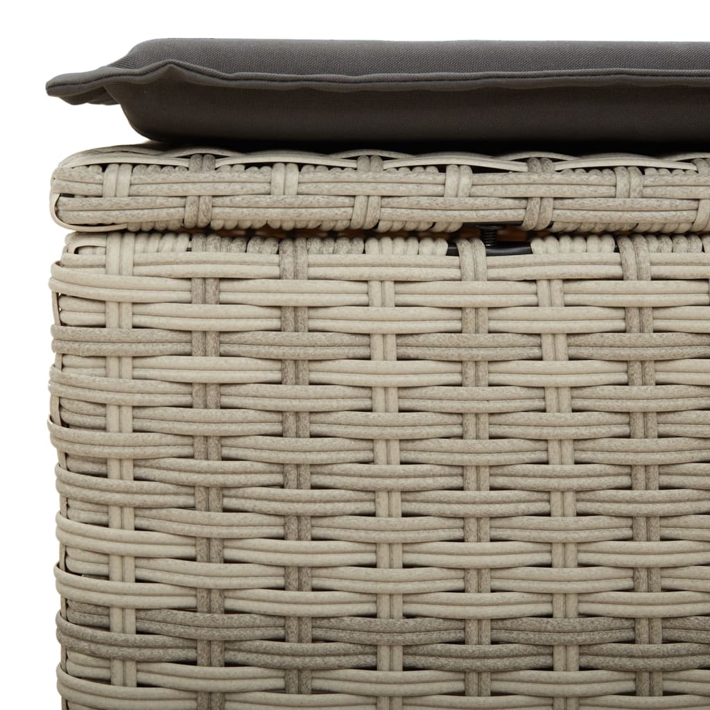 Garden Stool with Cushion Light Grey 55x55x37 cm Poly Rattan