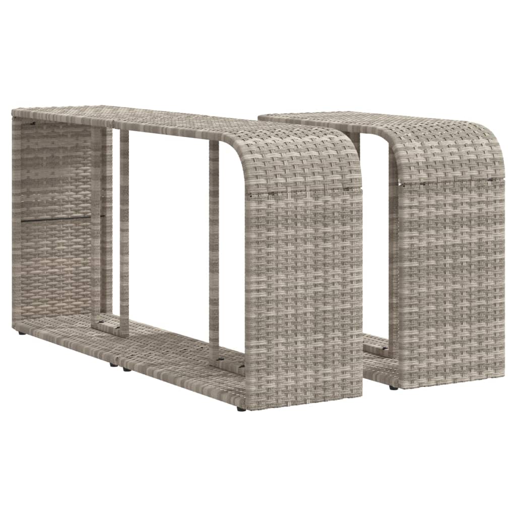 Outdoor racks 2 pieces light grey poly rattan