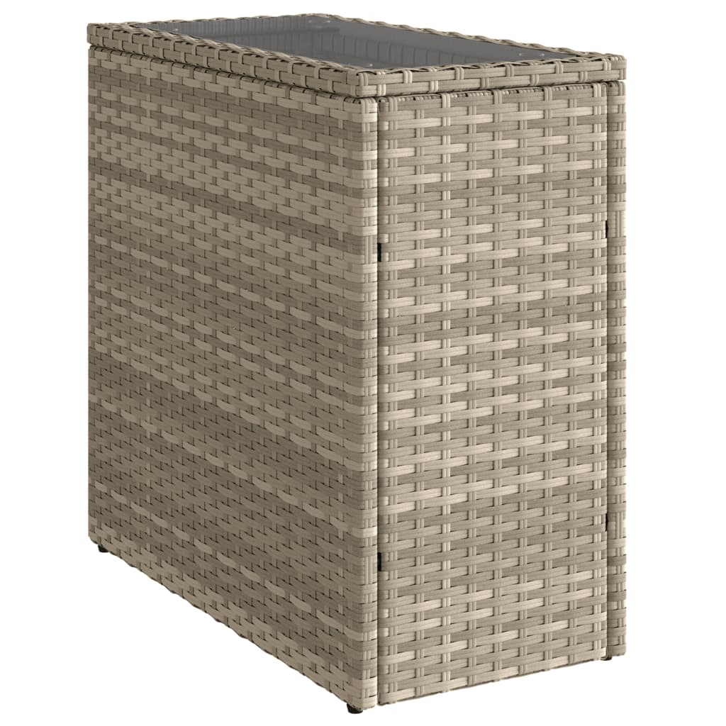 Garden side table with glass top 58x27.5x55 cm Poly Rattan