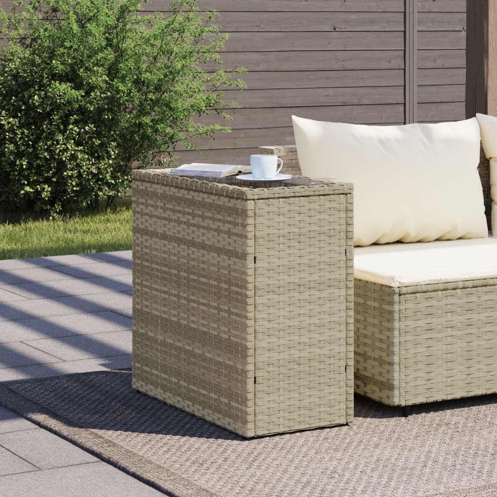 Garden side table with glass top 58x27.5x55 cm Poly Rattan