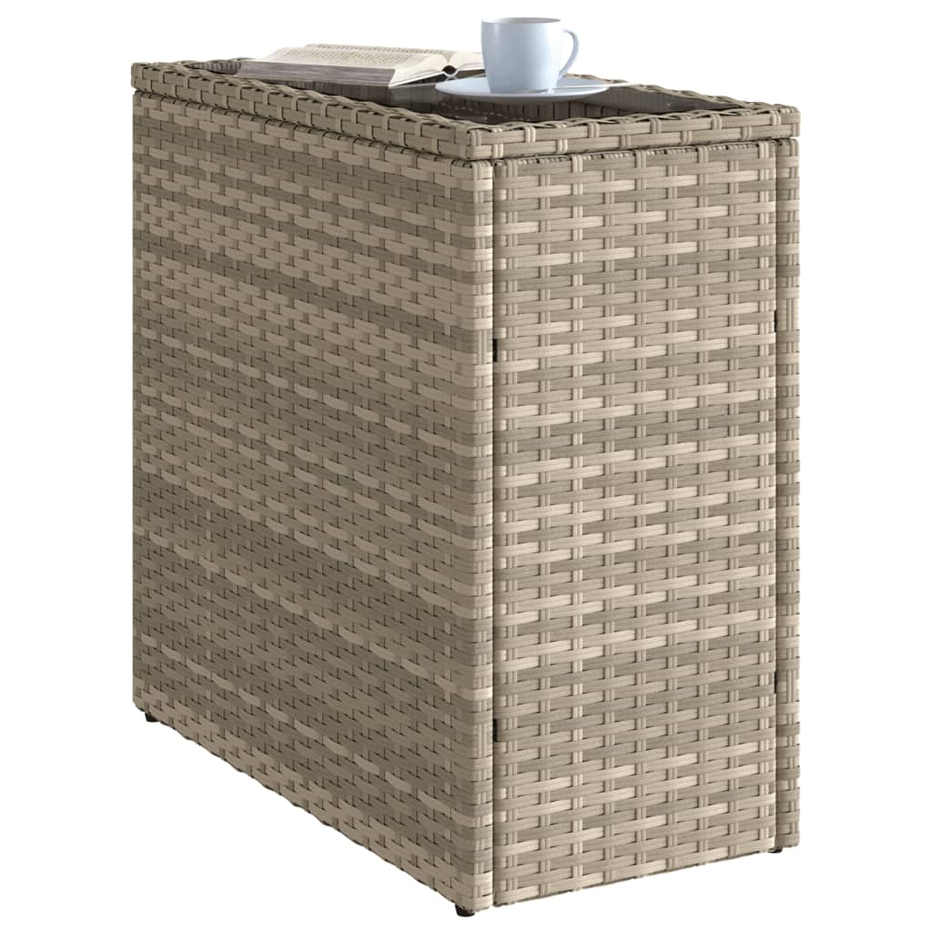 Garden side table with glass top 58x27.5x55 cm Poly Rattan