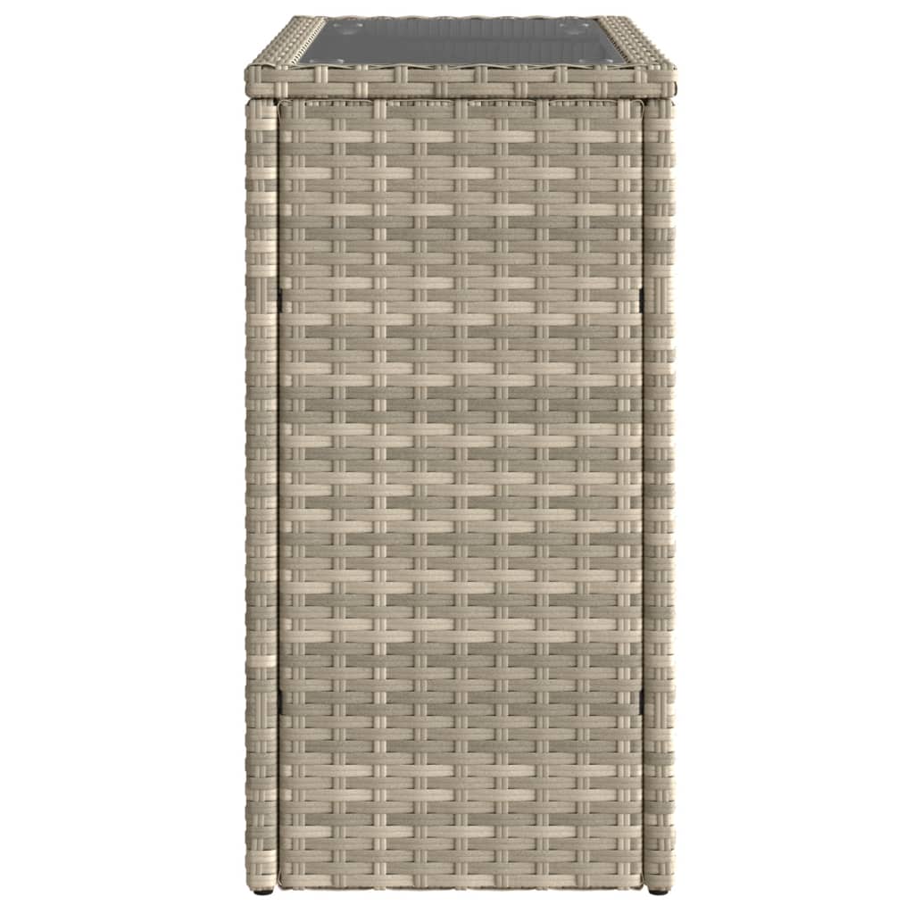 Garden side table with glass top 58x27.5x55 cm Poly Rattan