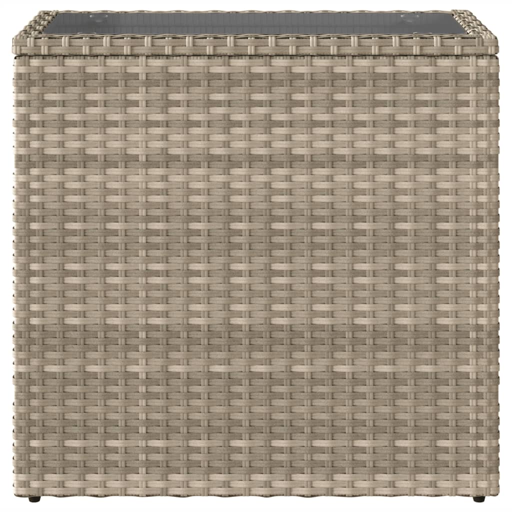 Garden side table with glass top 58x27.5x55 cm Poly Rattan