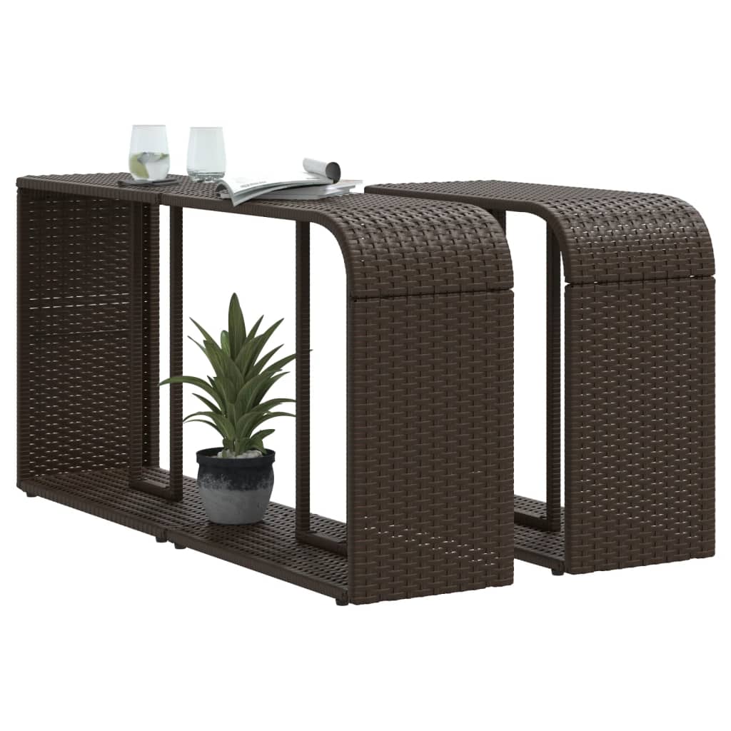 Outdoor racks 2 pcs. Brown poly rattan