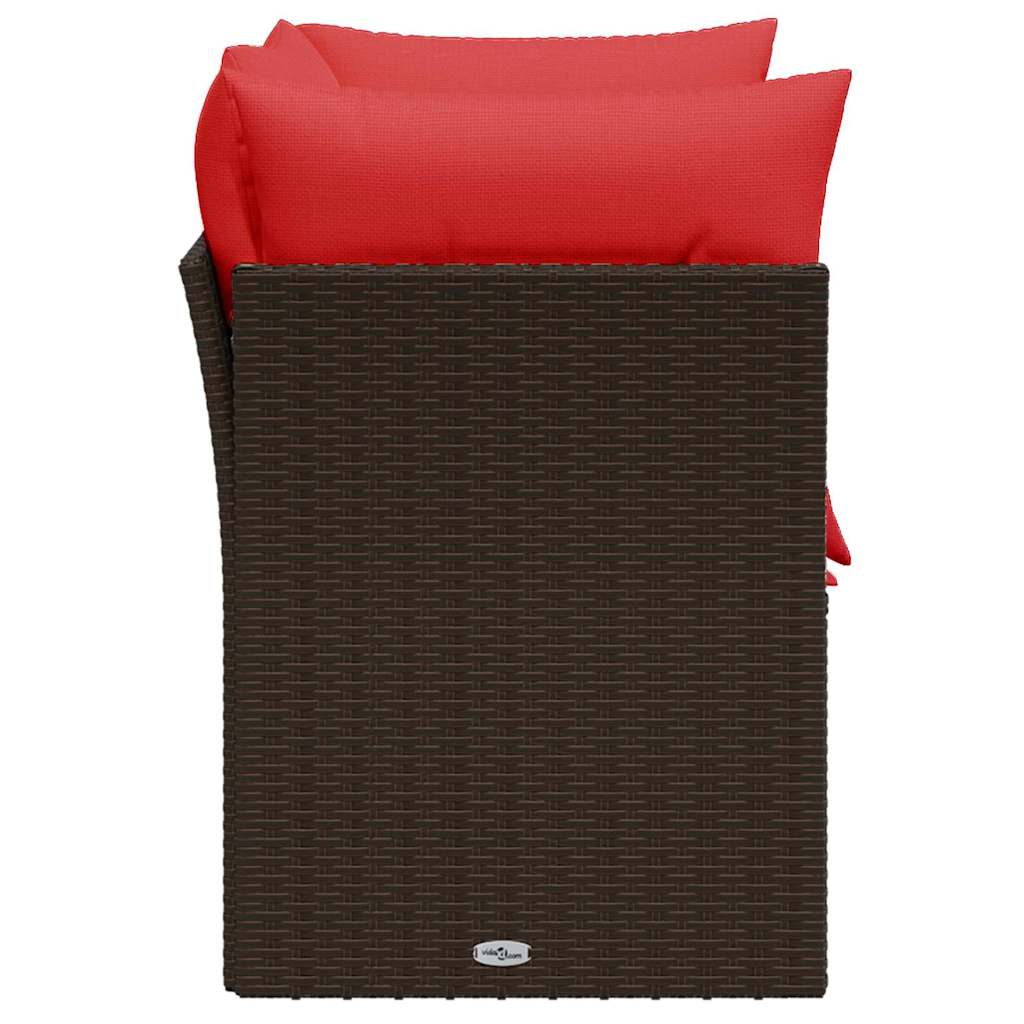 Gartensofa mit Kissen 2-Sitzer Braun Poly Rattan