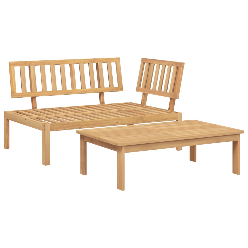 2-piece garden sofa set made of solid acacia pallet wood