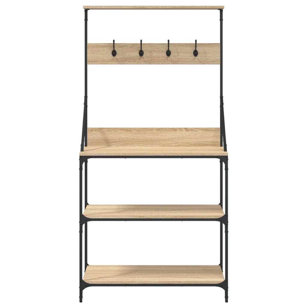 Baker's rack with hooks 4 shelves Sonoma oak wood material