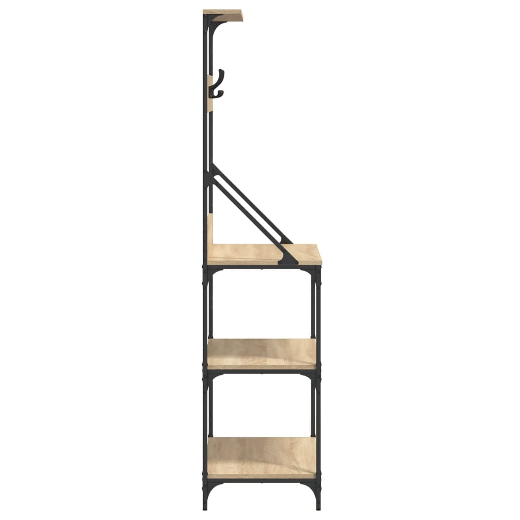 Baker's rack with hooks 4 shelves Sonoma oak wood material