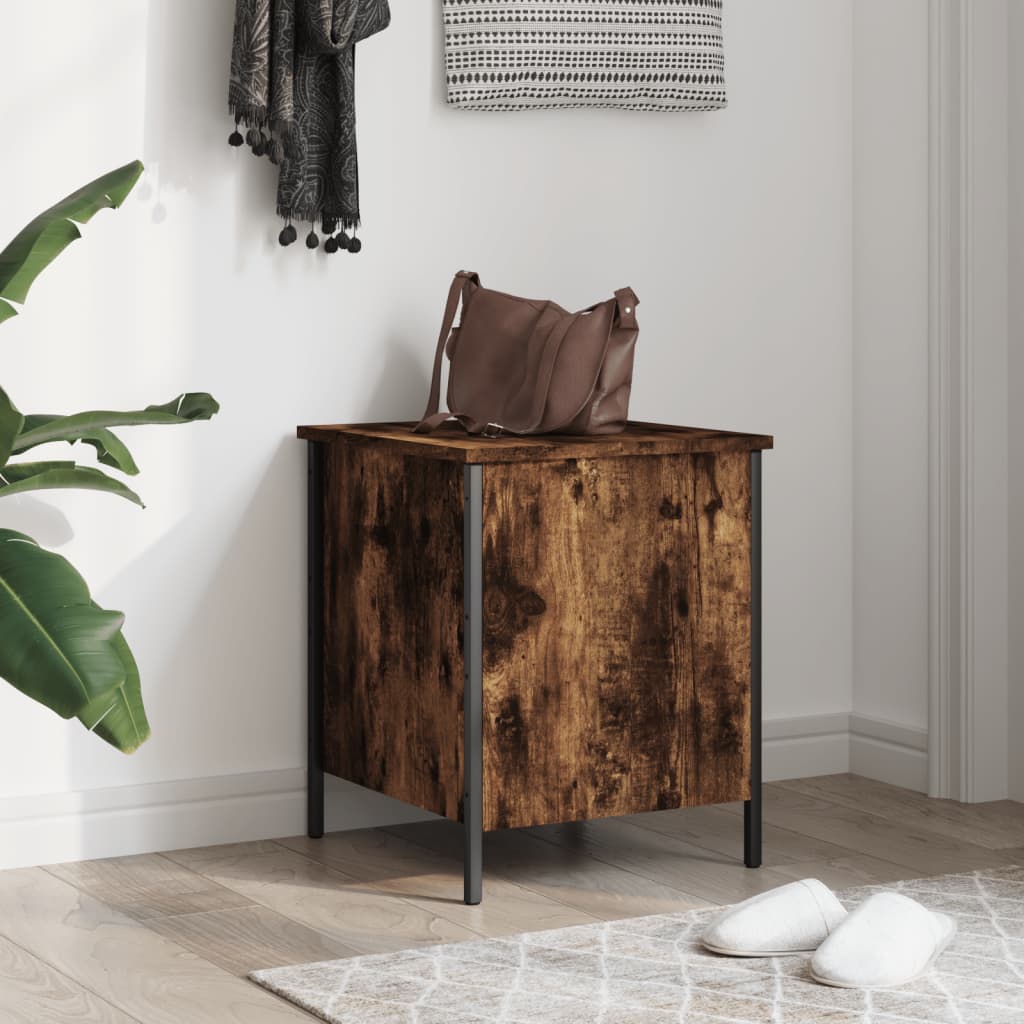 Bench with storage space smoked oak 40x42.5x50 cm wood material