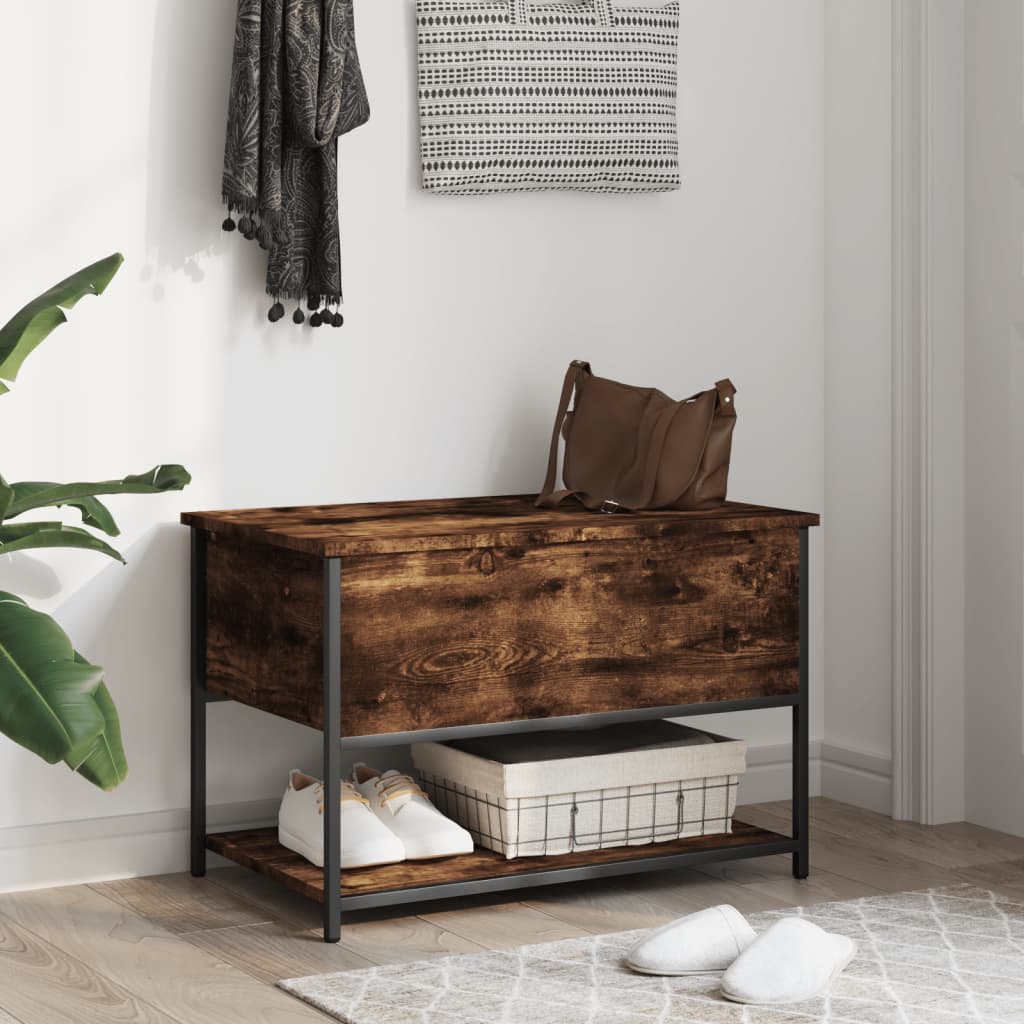 Bench with storage space smoked oak 70x42.5x47 cm wood material