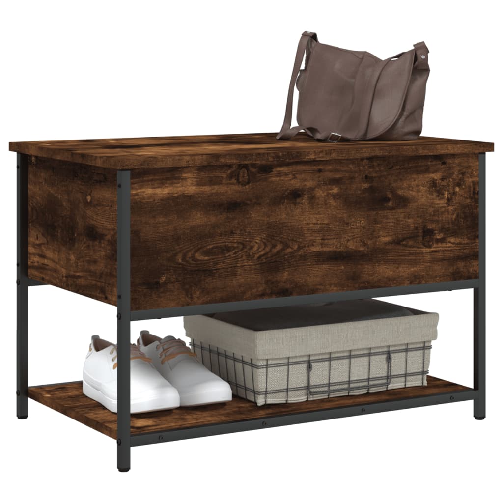 Bench with storage space smoked oak 70x42.5x47 cm wood material