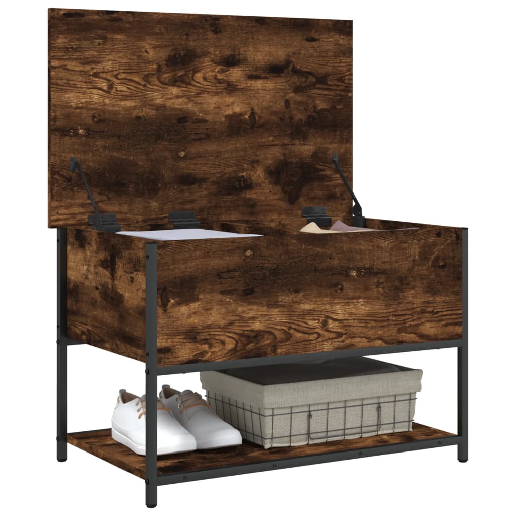 Bench with storage space smoked oak 70x42.5x47 cm wood material
