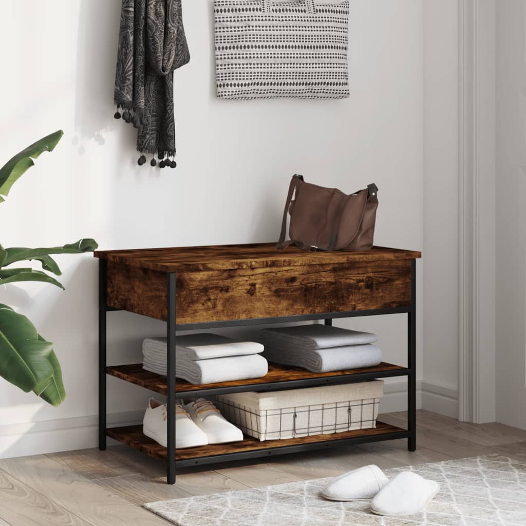Shoe bench smoked oak 70x42.5x50 cm wood material