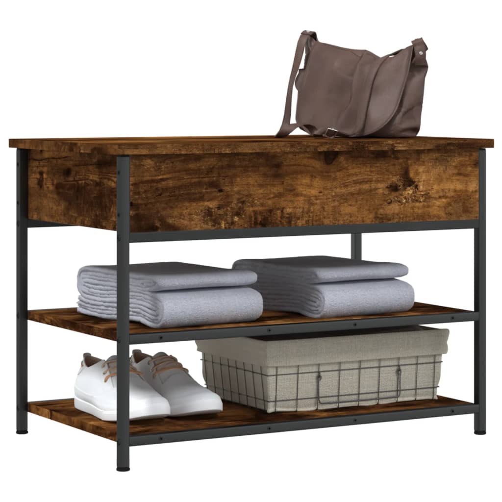 Shoe bench smoked oak 70x42.5x50 cm wood material