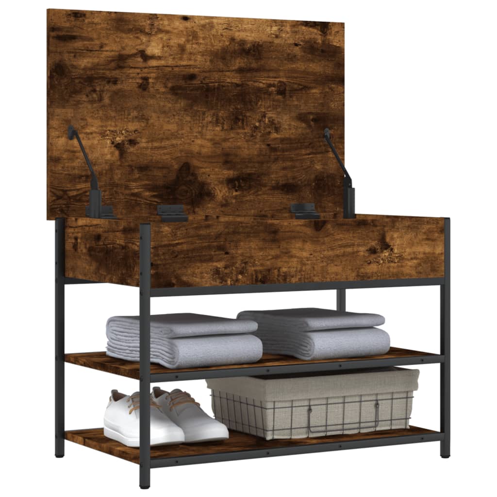 Shoe bench smoked oak 70x42.5x50 cm wood material