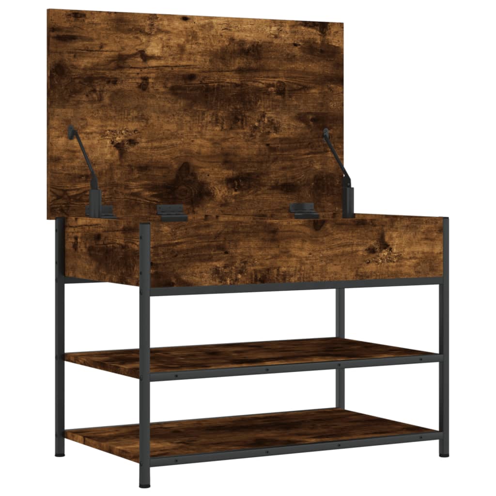 Shoe bench smoked oak 70x42.5x50 cm wood material