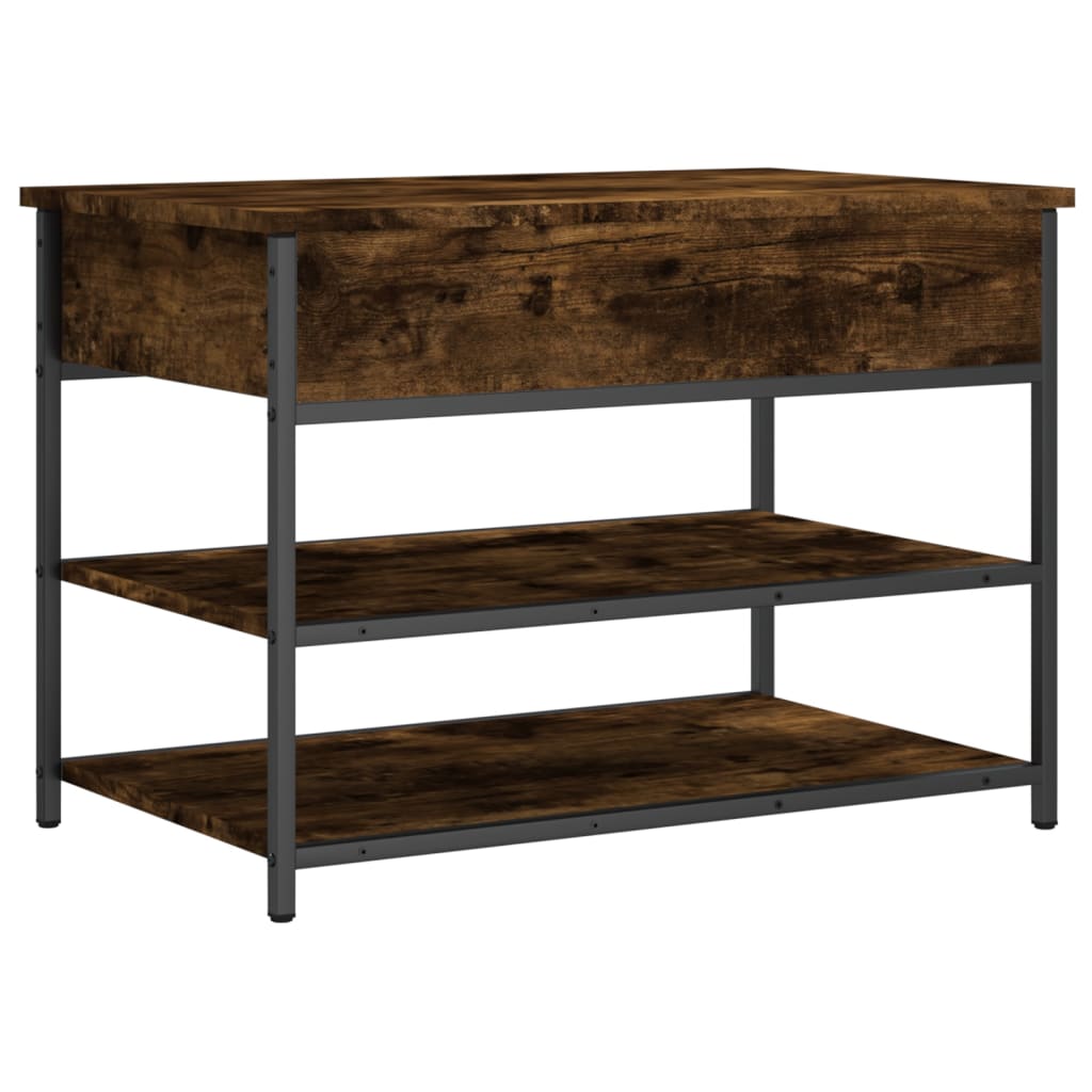Shoe bench smoked oak 70x42.5x50 cm wood material