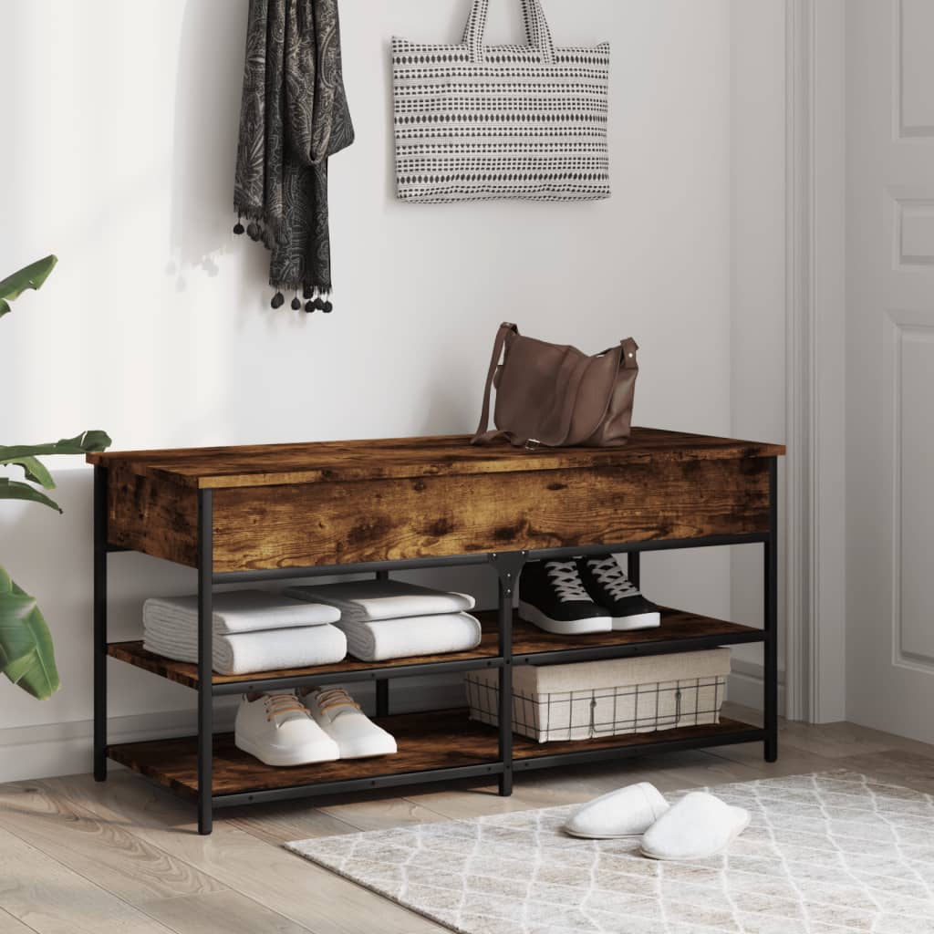 Shoe bench smoked oak 100x42.5x50 cm wood material