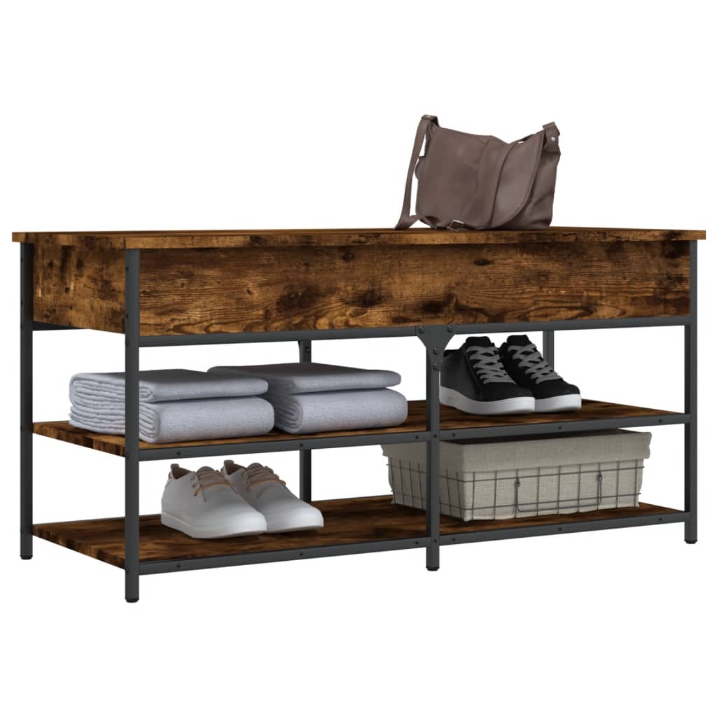 Shoe bench smoked oak 100x42.5x50 cm wood material