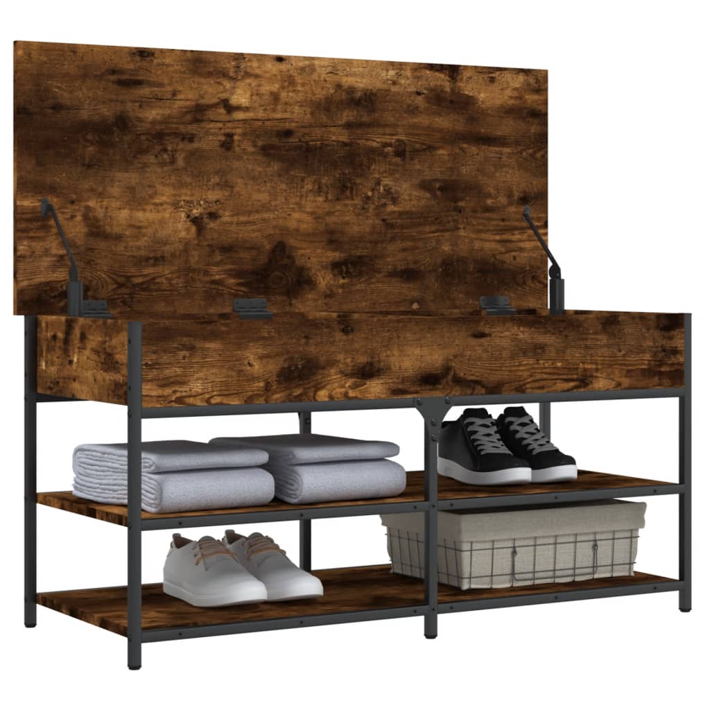 Shoe bench smoked oak 100x42.5x50 cm wood material