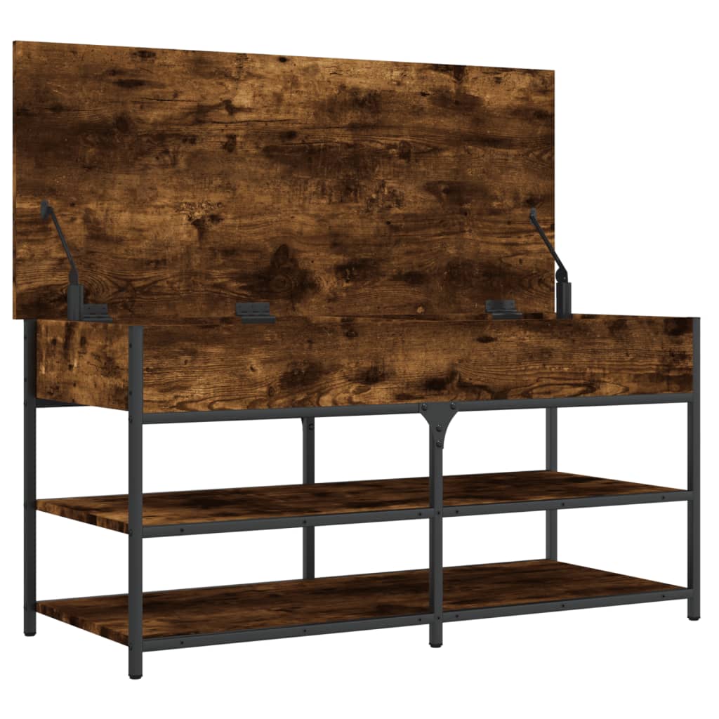 Shoe bench smoked oak 100x42.5x50 cm wood material