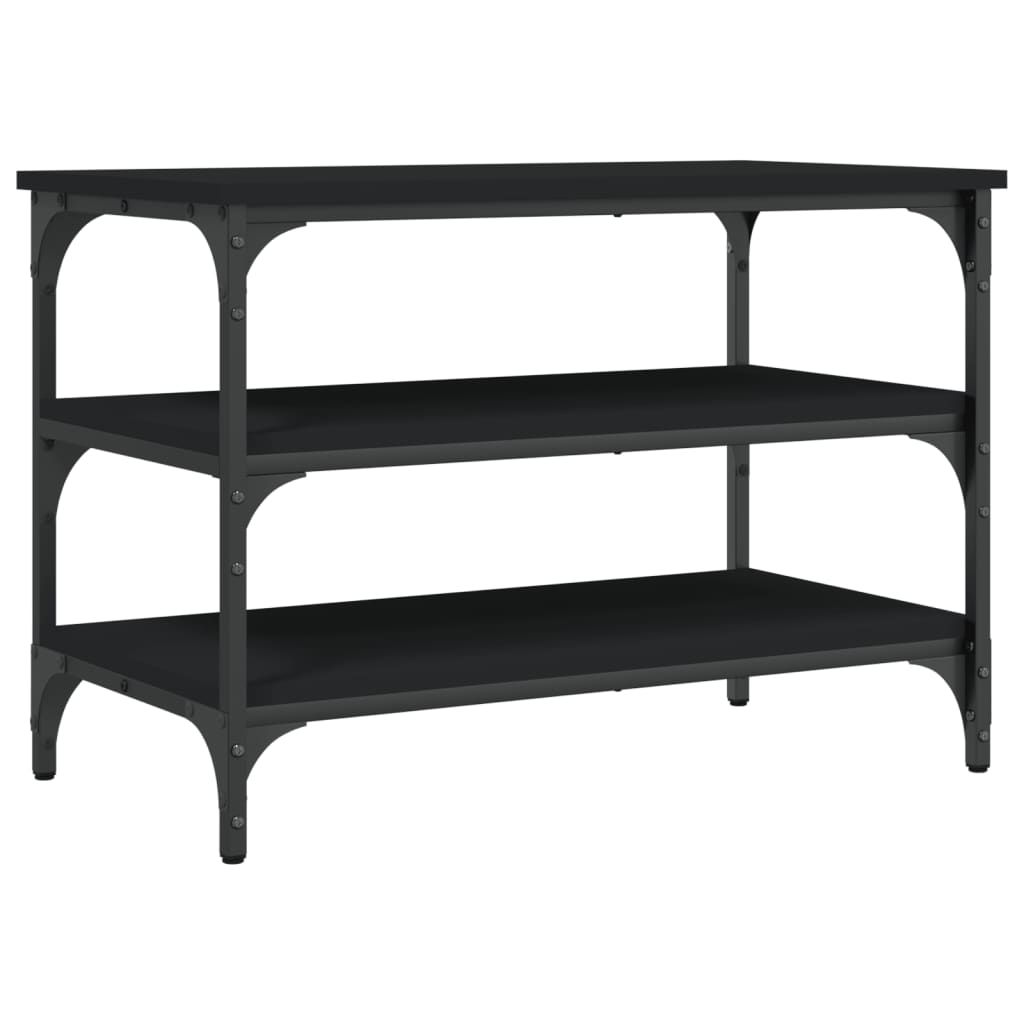 Shoe Bench Black 70x38.5x49 cm Wood Material