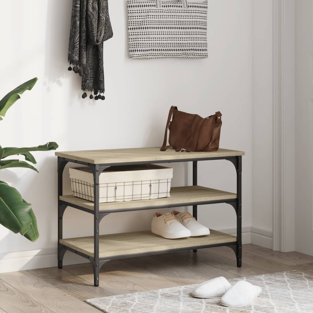 Shoe bench Sonoma oak 70x38.5x49 cm wood material