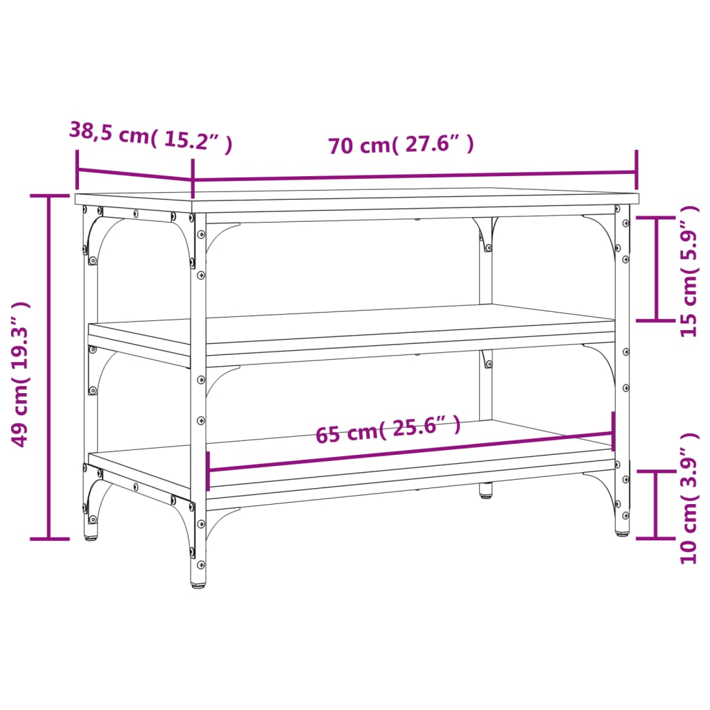 Shoe bench Sonoma oak 70x38.5x49 cm wood material