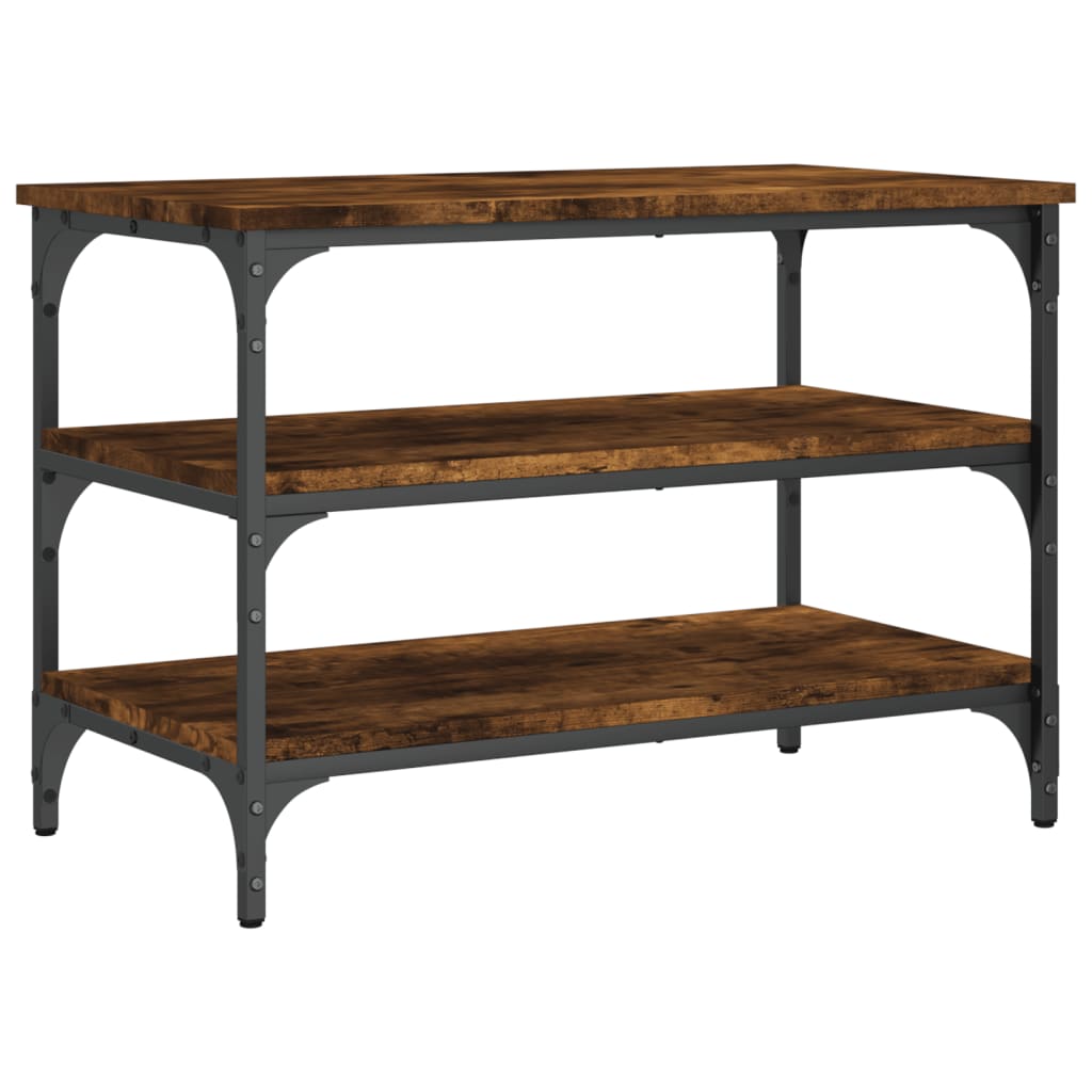 Shoe bench smoked oak 70x38.5x49 cm wood material