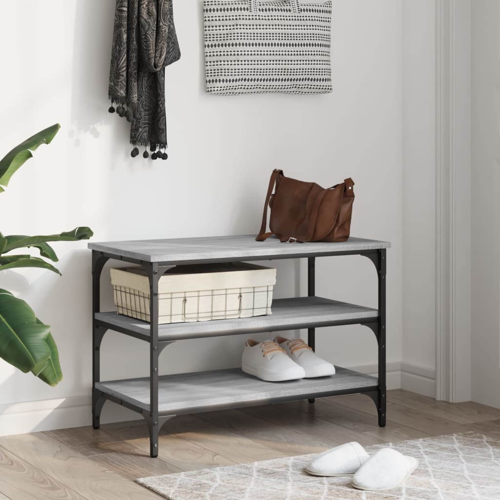 Shoe Bench Grey Sonoma 70x38.5x49 cm Wood Material