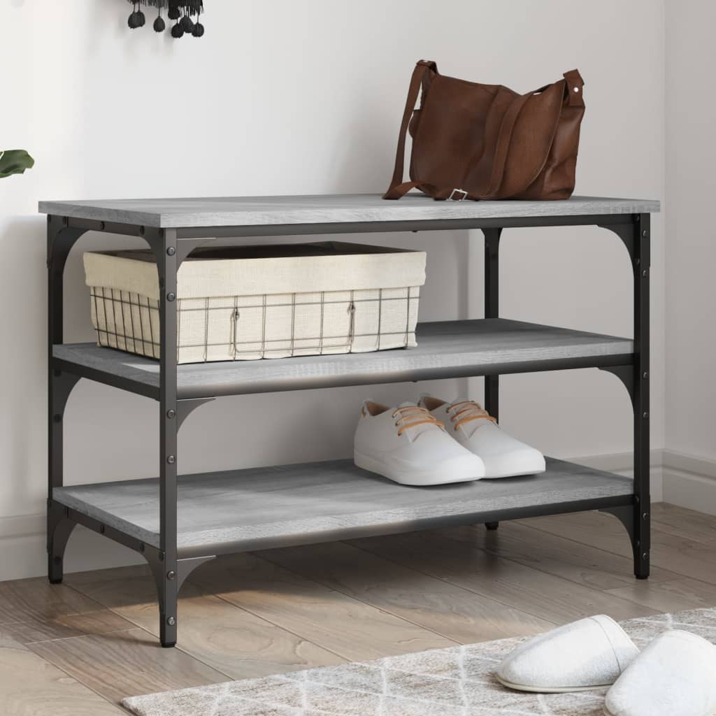 Shoe Bench Grey Sonoma 70x38.5x49 cm Wood Material