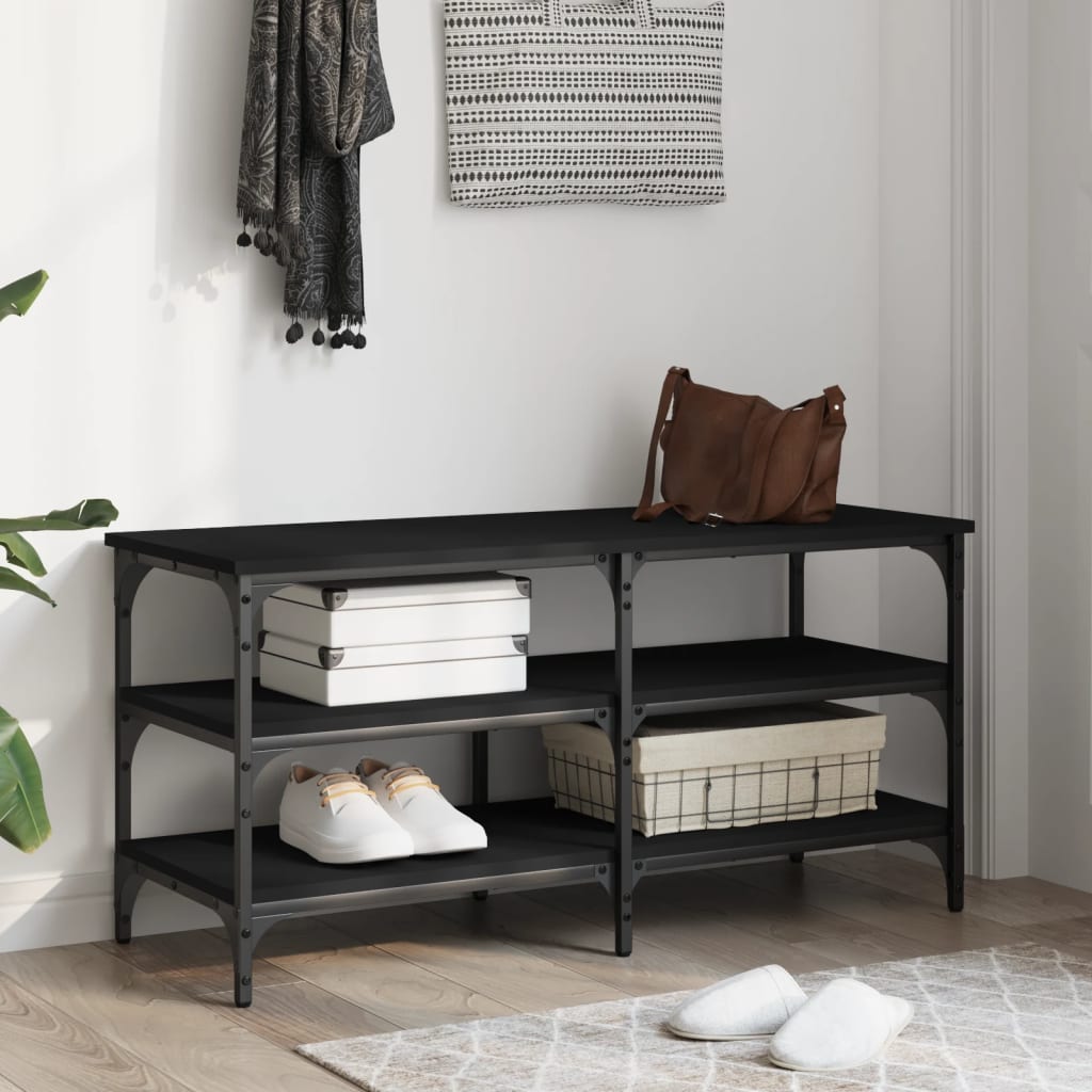 Shoe Bench Black 100x38.5x49cm Wood Material