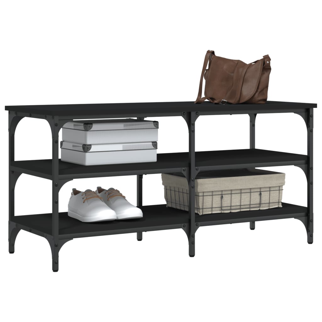 Shoe Bench Black 100x38.5x49cm Wood Material