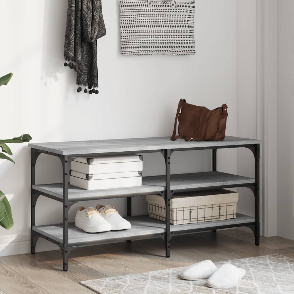 Shoe Bench Grey Sonoma 100x38.5x49 cm Wood Material
