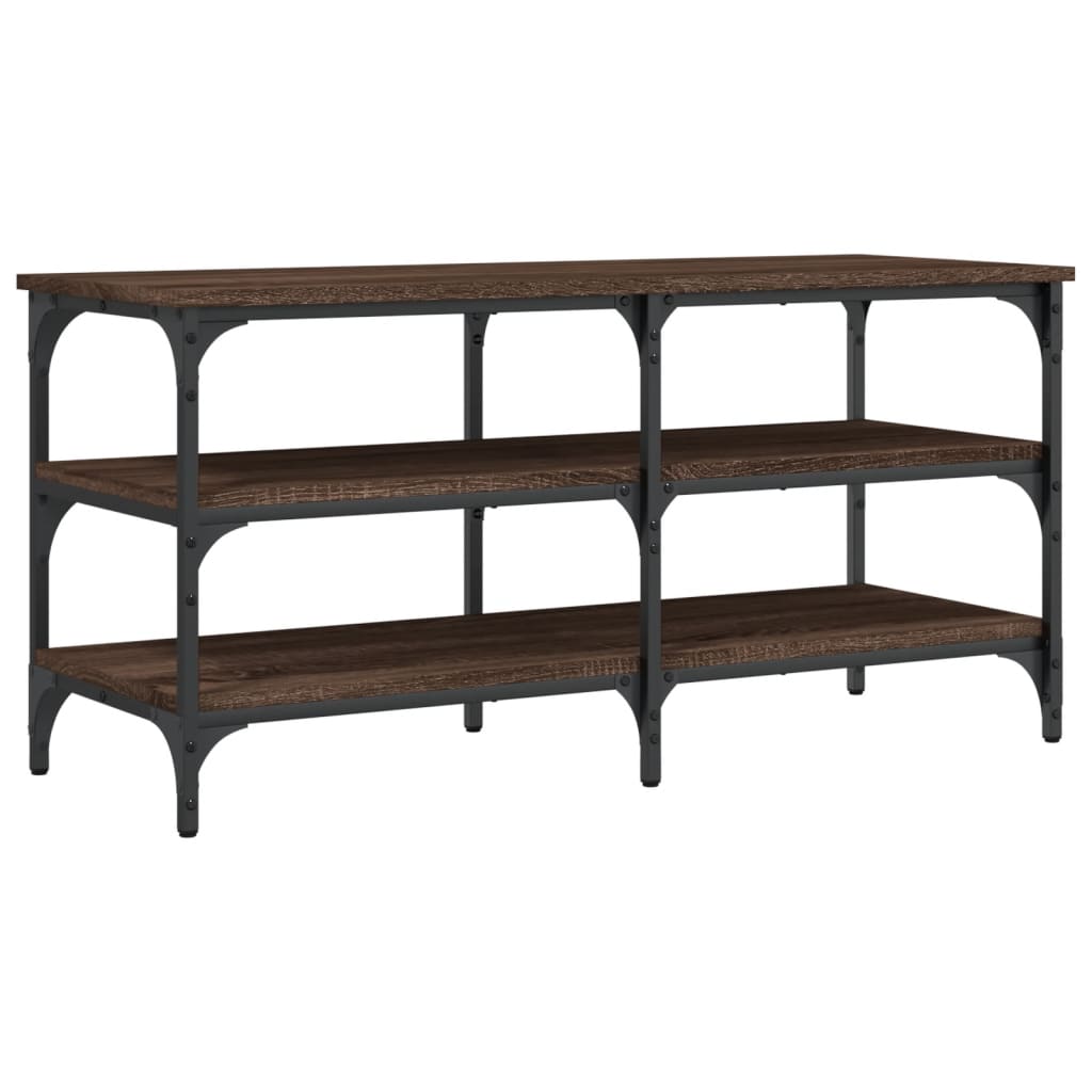 Shoe Bench Brown Oak Look 100x38.5x49 cm Wood Material