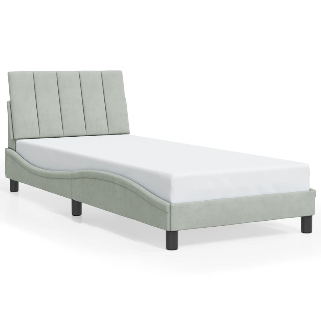 Bettgestell ohne Matratze "Hanko" Hellgrau 80x200 cm Samt