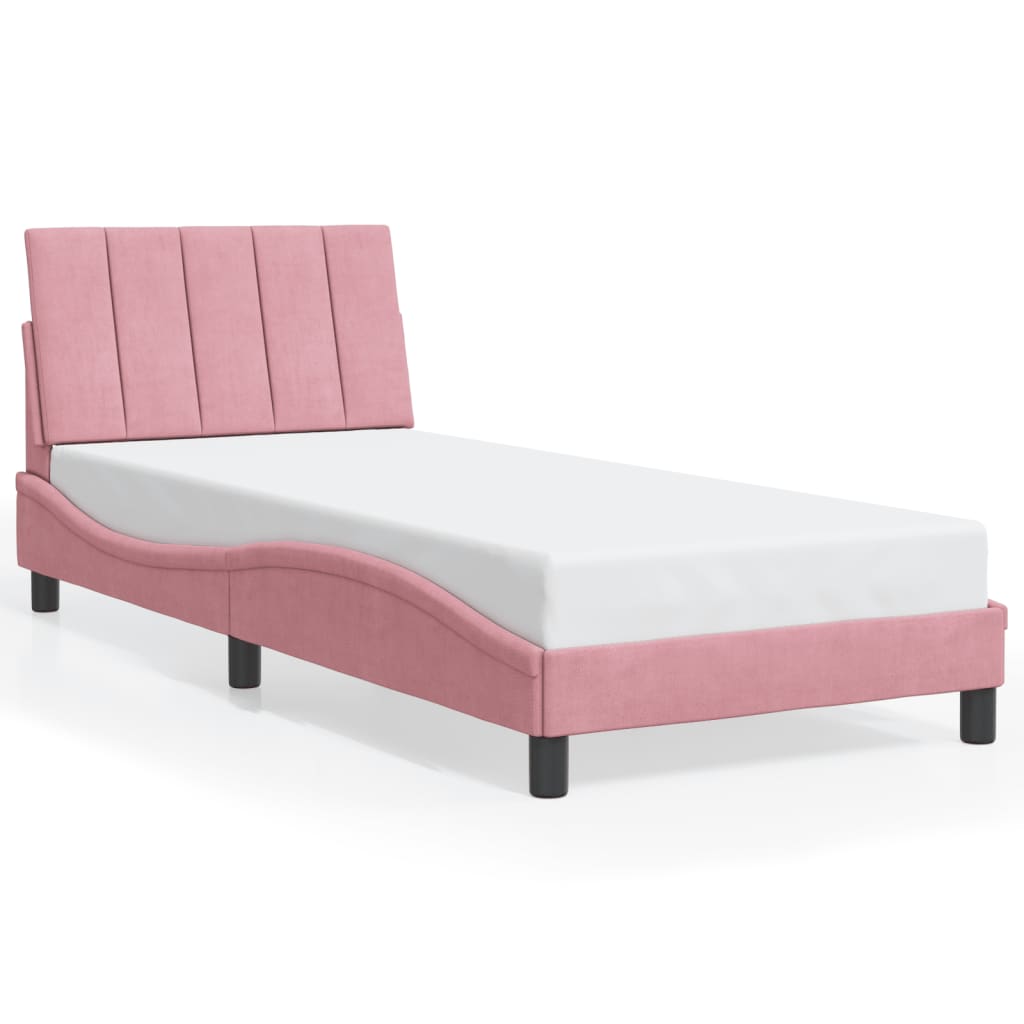 Bettgestell ohne Matratze "Hanko" Rosa 90x190 cm Samt