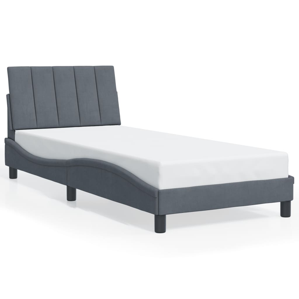 Bettgestell ohne Matratze "Hanko" Dunkelgrau 90x200 cm Samt