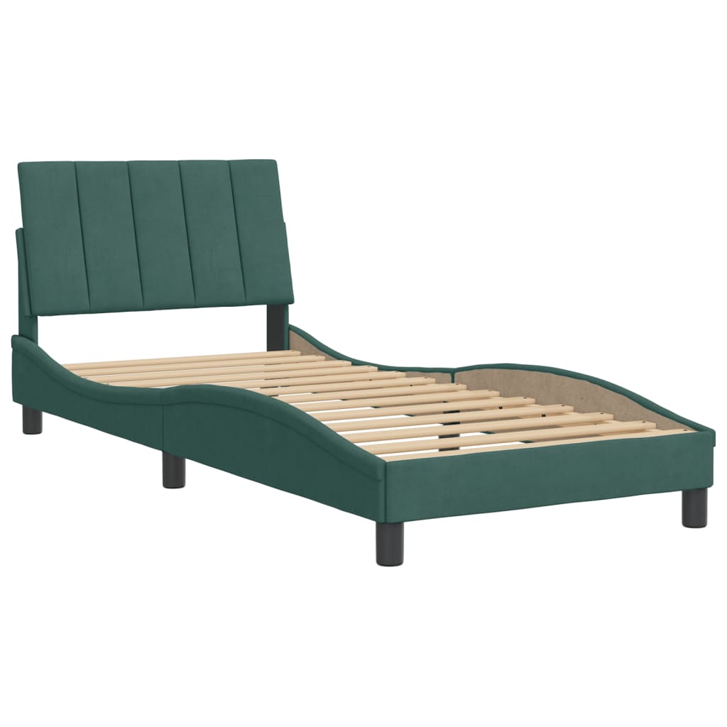 Bettgestell ohne Matratze "Hanko" Dunkelgrün 90x200 cm Samt
