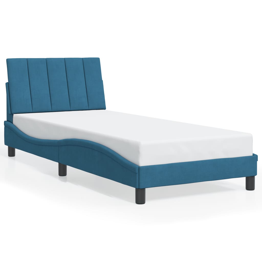 Bettgestell ohne Matratze "Hanko" Blau 90x200 cm Samt