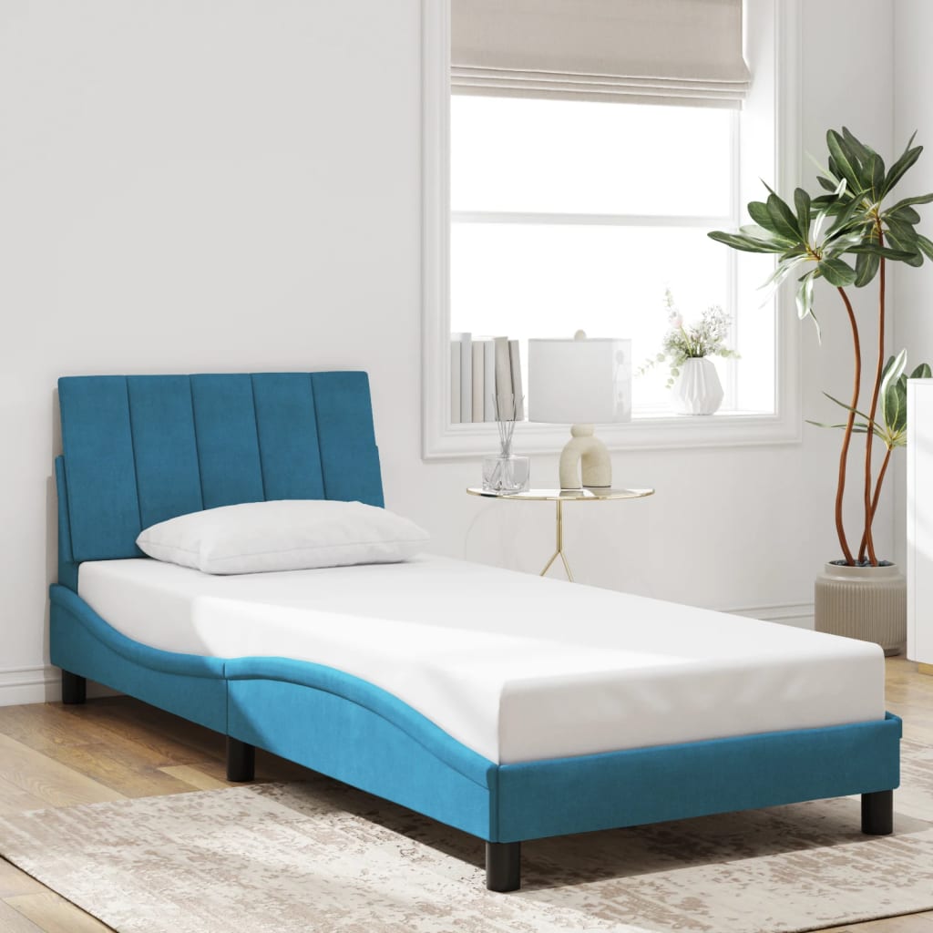 Bettgestell ohne Matratze "Hanko" Blau 90x200 cm Samt