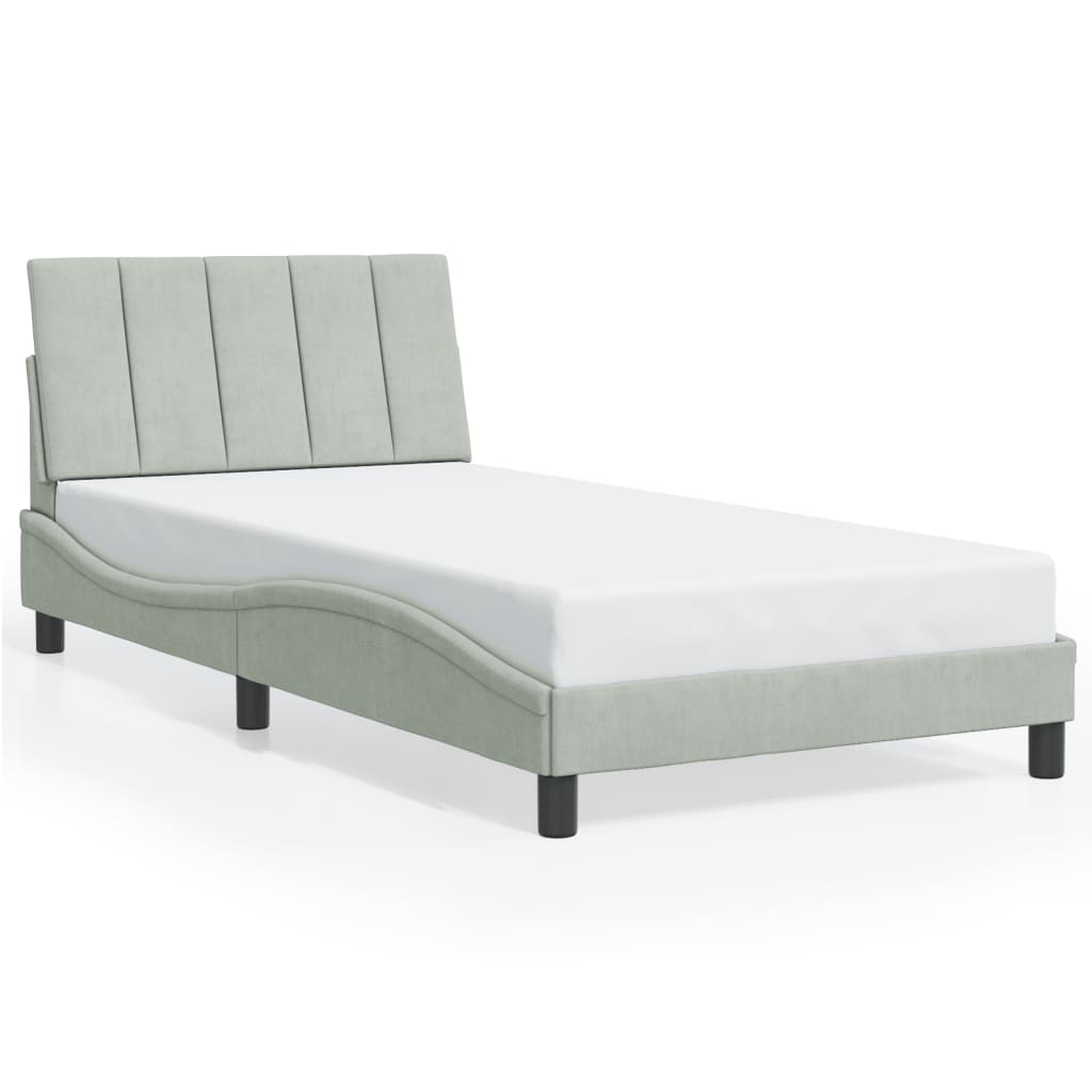 Bettgestell ohne Matratze "Hanko" Hellgrau 100x200 cm Samt