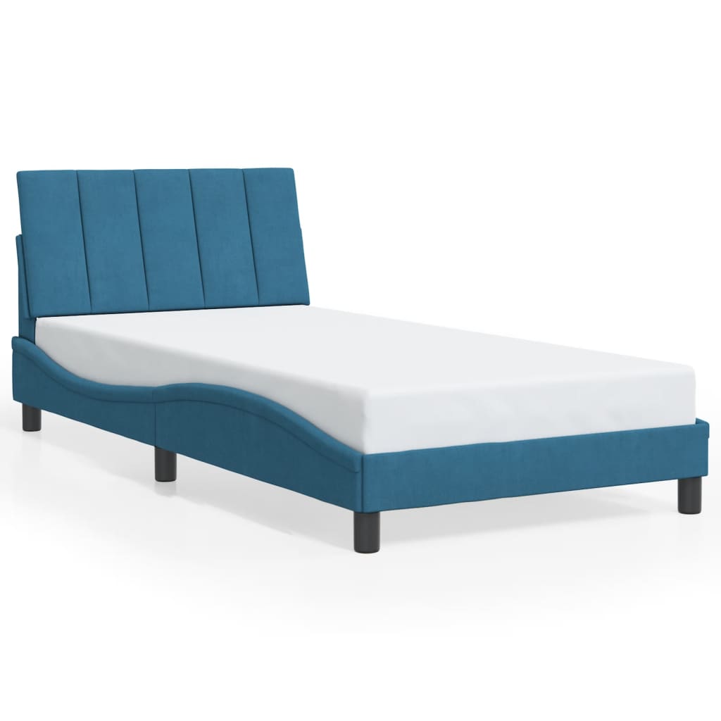 Bettgestell ohne Matratze "Hanko" Blau 100x200 cm Samt