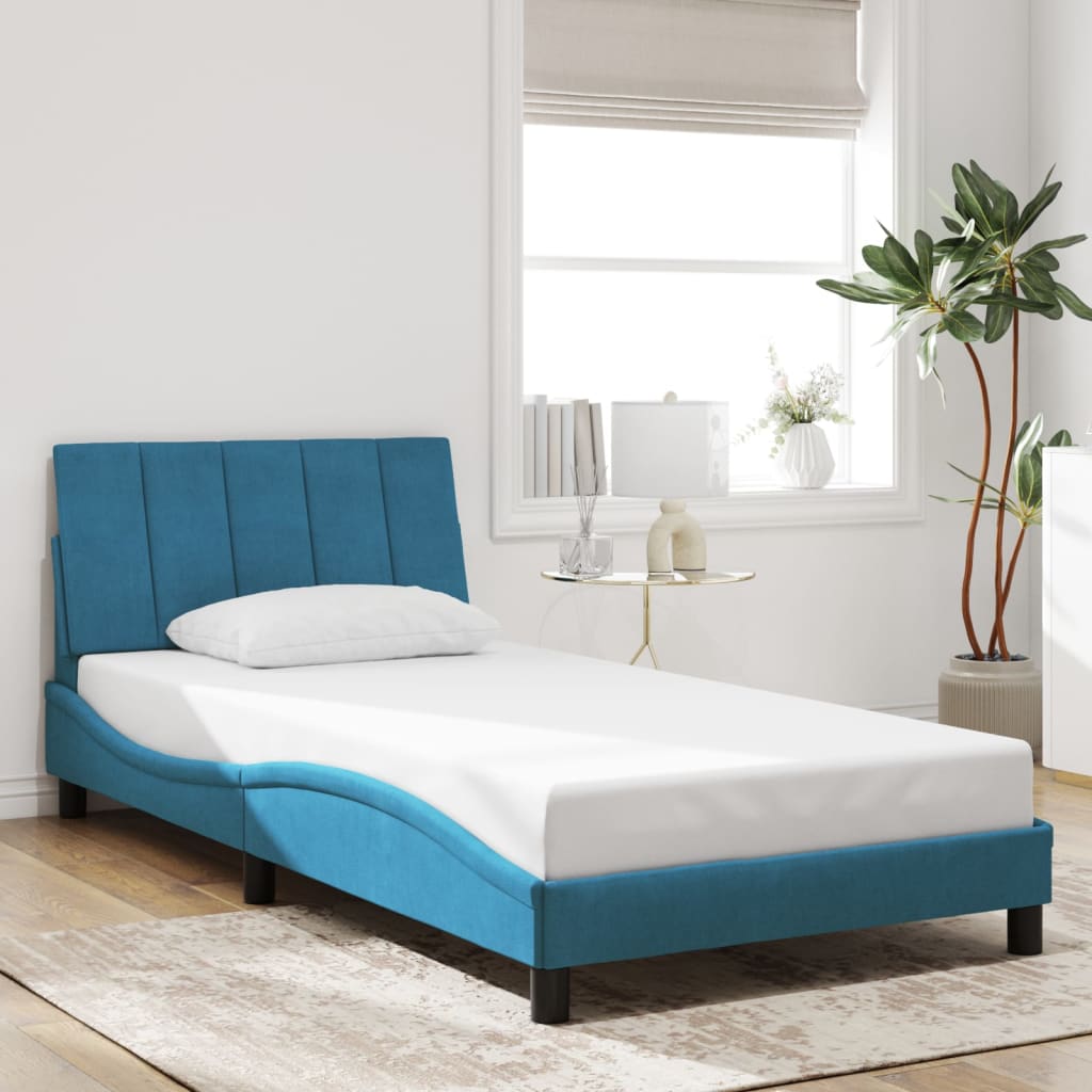 Bettgestell ohne Matratze "Hanko" Blau 100x200 cm Samt