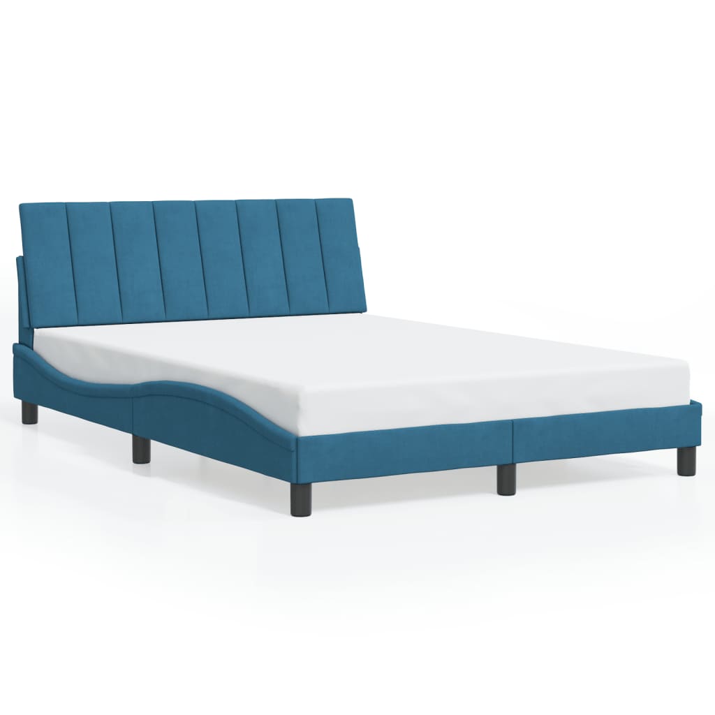 Bettgestell ohne Matratze "Hanko" Blau 120x200 cm Samt