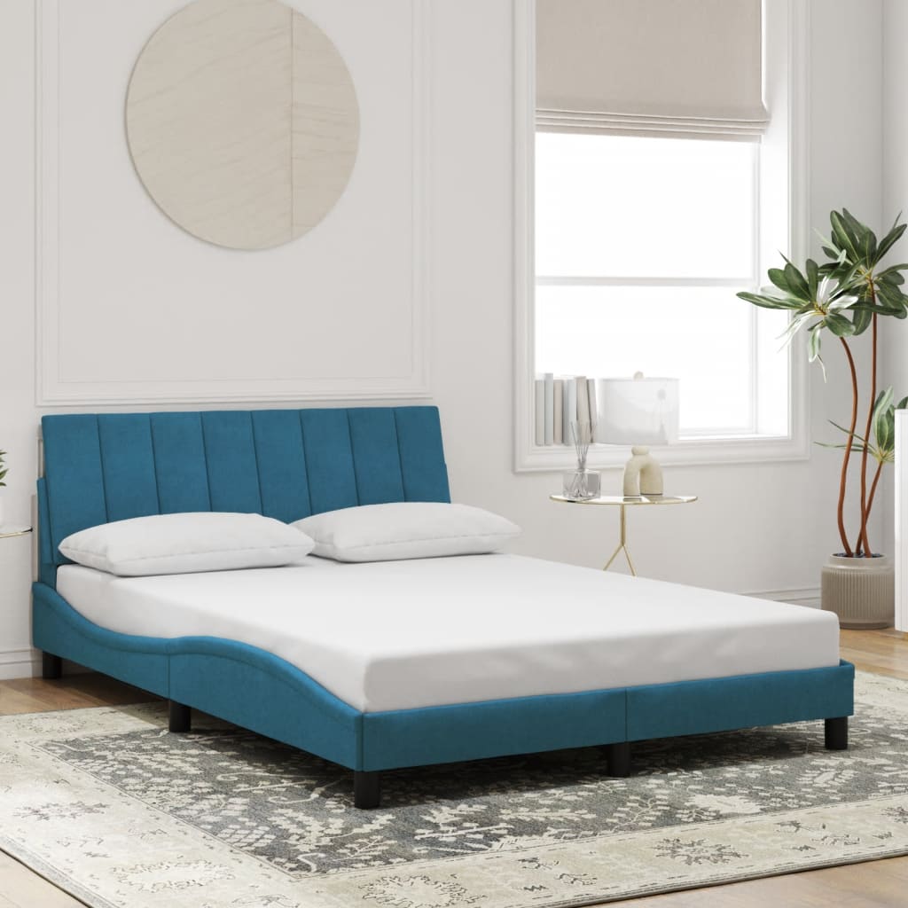 Bettgestell ohne Matratze "Hanko" Blau 120x200 cm Samt