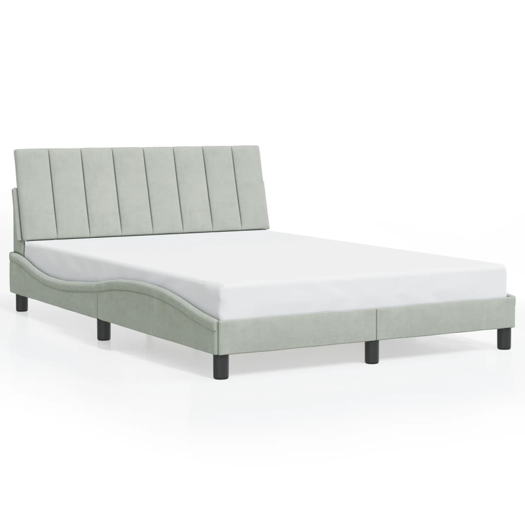Bettgestell ohne Matratze "Hanko" Hellgrau 140x190 cm Samt
