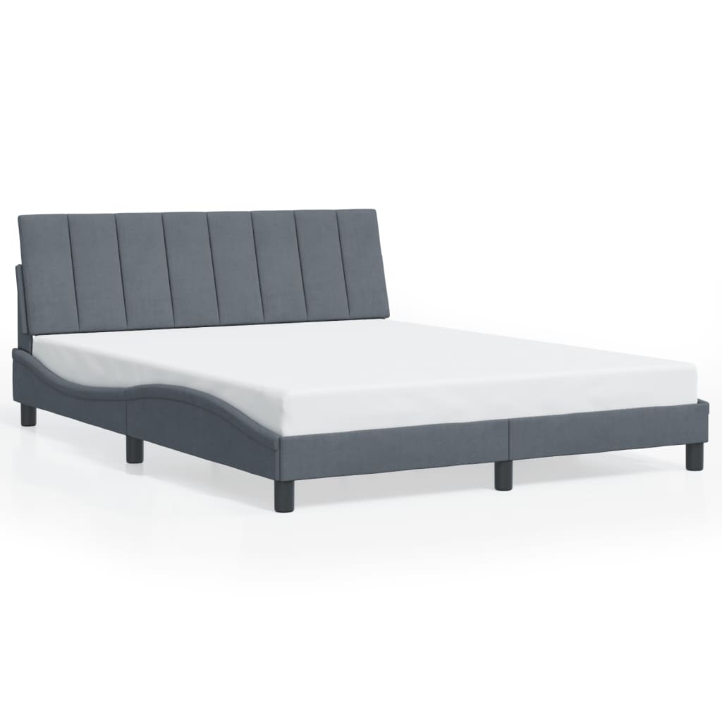 Bettgestell ohne Matratze "Hanko" Dunkelgrau 160x200 cm Samt