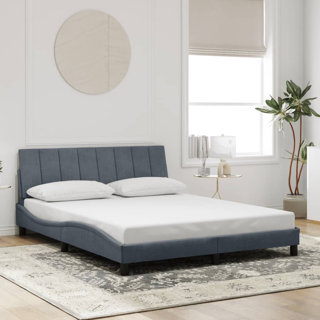 Bettgestell ohne Matratze "Hanko" Dunkelgrau 160x200 cm Samt